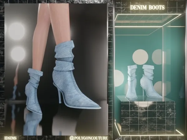 Alpha Denim Boots by polygoncouture - The Sims 4 Custom Content