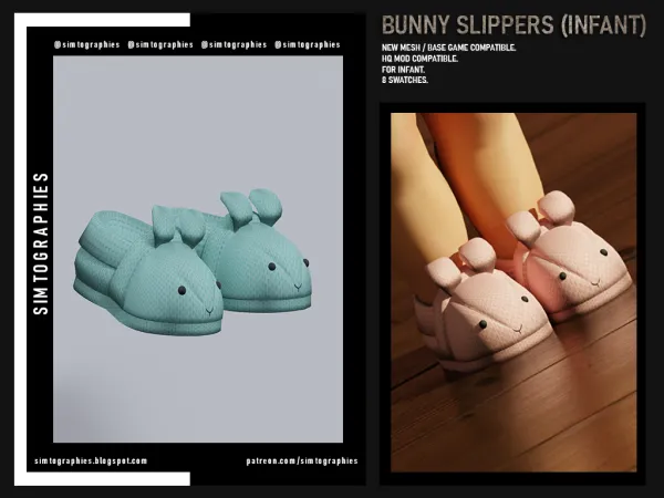 Alpha Bunny Slippers (INFANT) - The Sims 4 Custom Content
