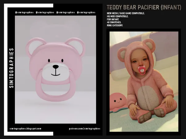 Alpha Teddy Bear Pacifier (INFANT) - The Sims 4 Custom Content