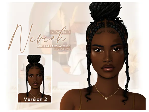 Maxis Match Neveah Hair by GegeSims - The Sims 4 Custom Content