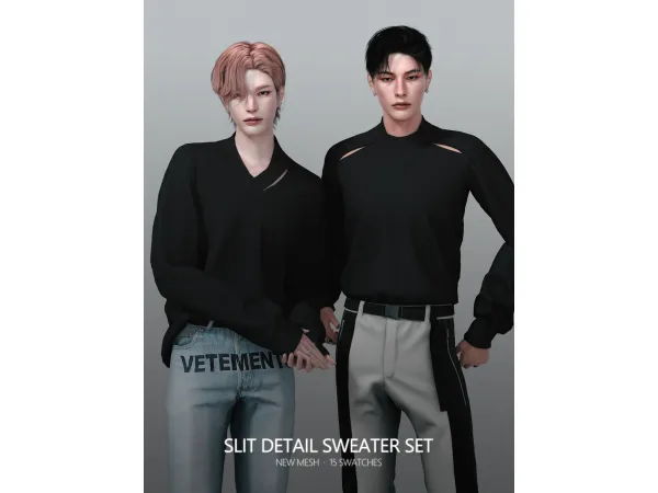Alpha Slit Detail Sweater Set by RONA_SIMS - The Sims 4 Custom Content