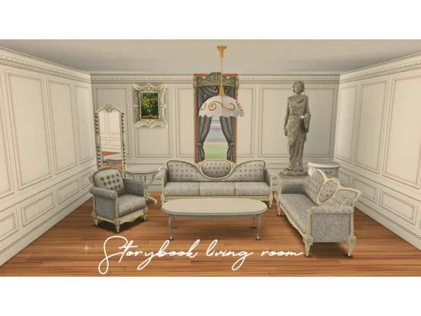 Maxis Match CONVERSION STORYBOOK LIVING ROOM - The Sims 4 Custom Content