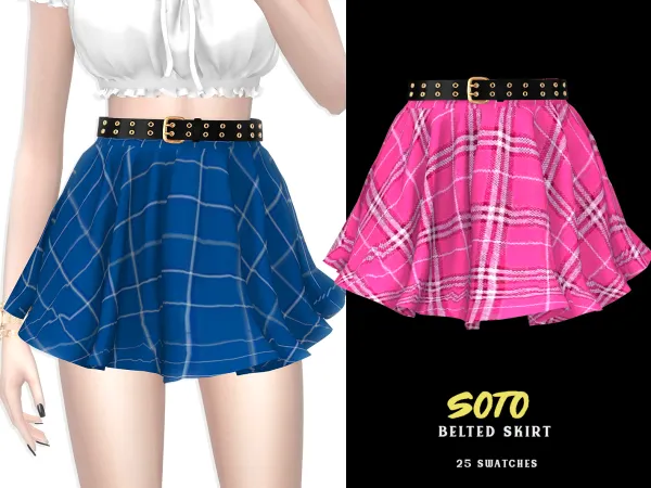 Alpha Soto Belted Skirt - The Sims 4 Custom Content