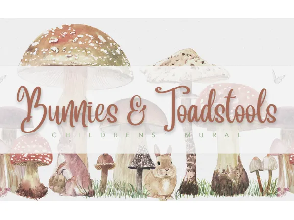 Maxis Match Bunnies Toadstools Children's Mural by SimPlistic - The Sims 4 Custom Content