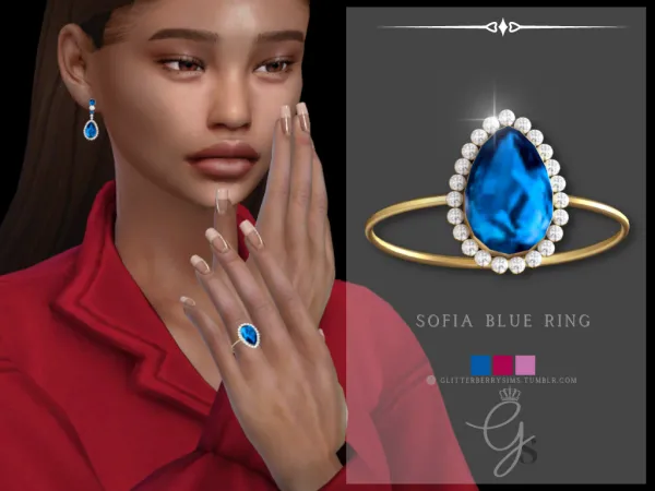 Mix Sofia Blue Ring by Glitterberry Sims - The Sims 4 Custom Content