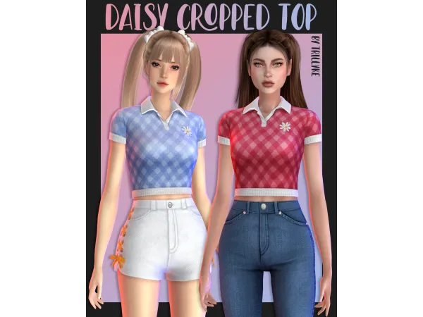 Maxis Match Daisy Cropped Top by Trillyke - The Sims 4 Custom Content