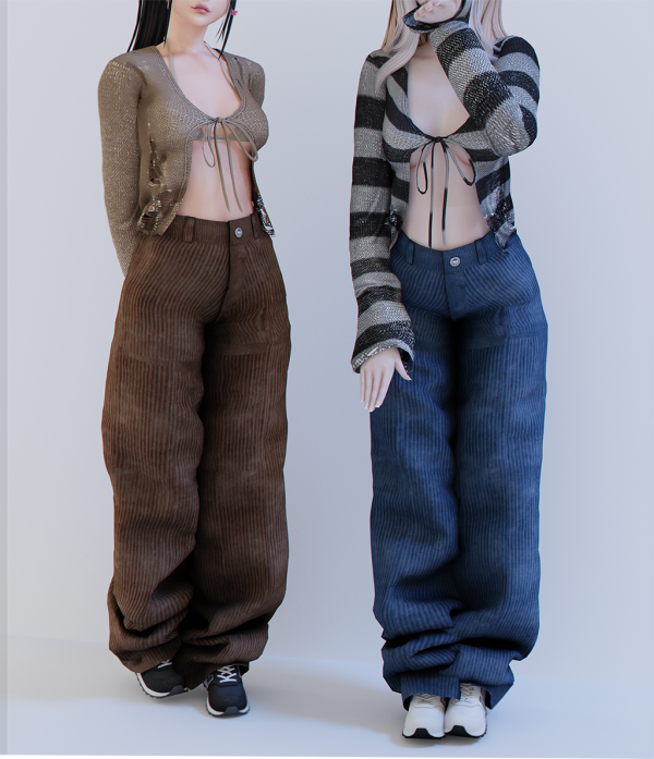 Alpha Samara cardigan corderoy pants by babyetears - The Sims 4 Custom Content