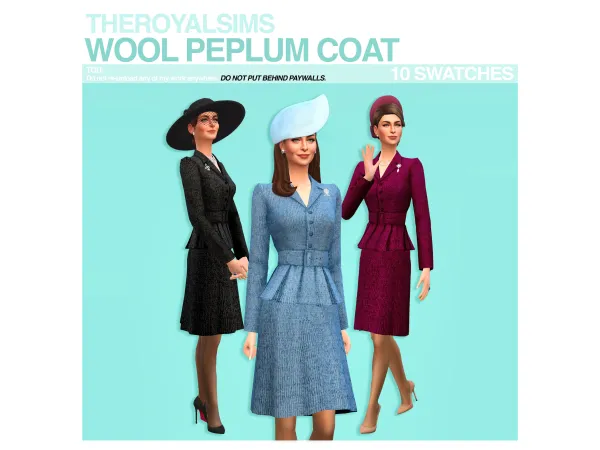 Maxis Match THEROYALSIMS WOOL PEPLUM COAT by The Royal Sims - The Sims 4 Custom Content