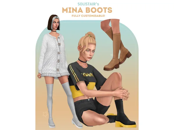 Maxis Match Mina Boots Fully Customisable by Solistair - The Sims 4 Custom Content