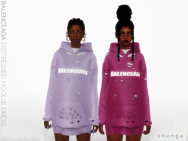 SHUNGA - Balenciaga Distressed Hoodie - The Sims 4 Download