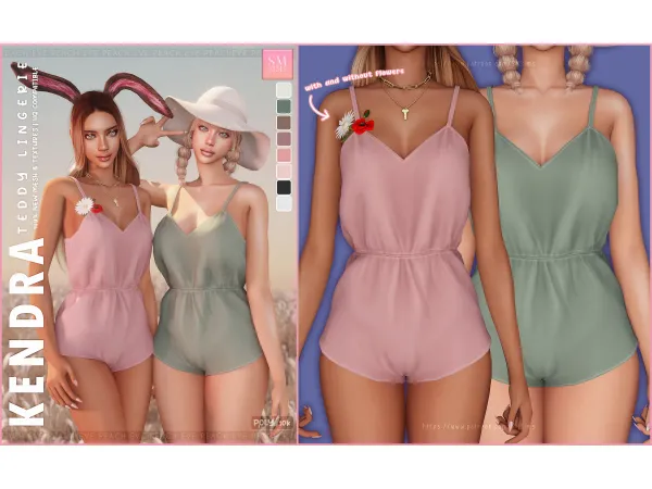 Alpha PEACH Kendra Teddy Lingerie by SM Sims - The Sims 4 Custom Content