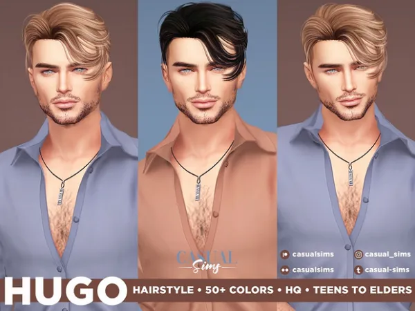 Alpha Hugo Hairstyle by Casualsims - The Sims 4 Custom Content