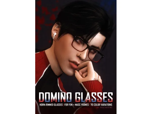 Mix DOMINO Glasses by Pralinesims - The Sims 4 Custom Content