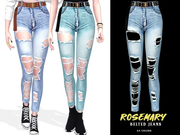 Alpha Rosemary Belted Jeans - The Sims 4 Custom Content