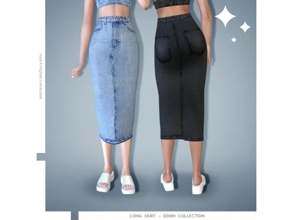 Alpha Long Skirt Denim Collection - The Sims 4 Custom Content