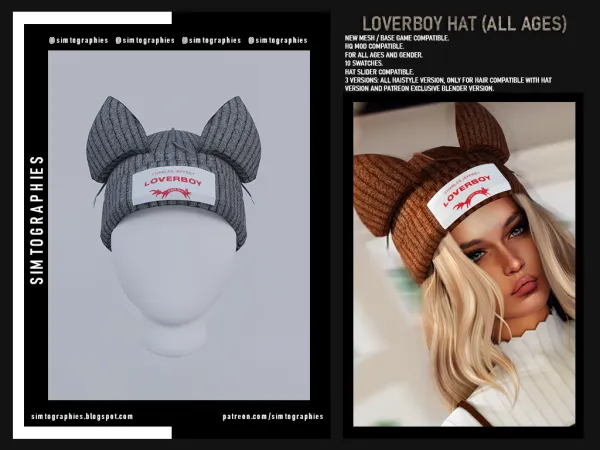 Alpha Loverboy Hat (ALL AGES) - The Sims 4 Custom Content