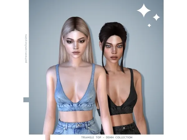 Alpha Triangle Top Denim Collection - The Sims 4 Custom Content