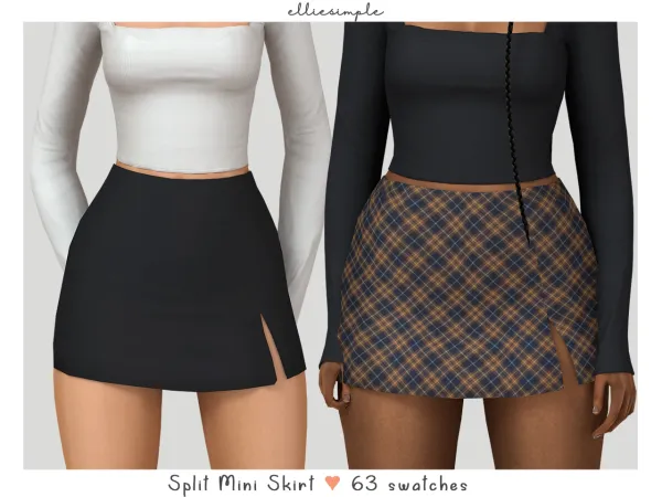 Alpha elliesimple split mini skirt - The Sims 4 Custom Content