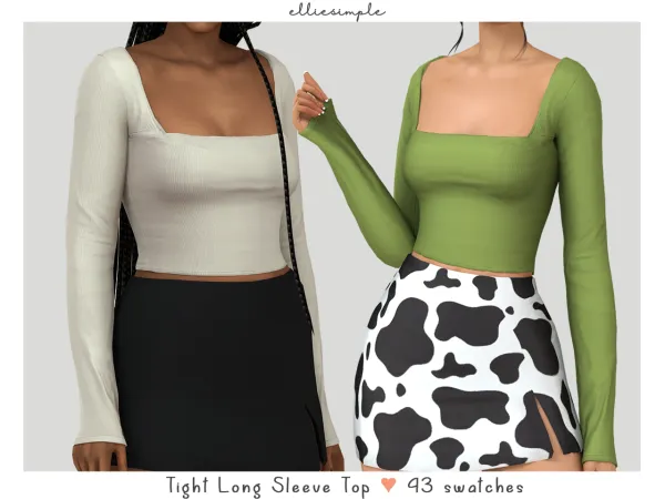 Alpha elliesimple tight long sleeve top (early access) by elliesimple - The Sims 4 custom content