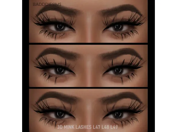 Alpha 3D MINK LASHES L47 L48 L49 by BADDDIESIMS - The Sims 4 Custom Content