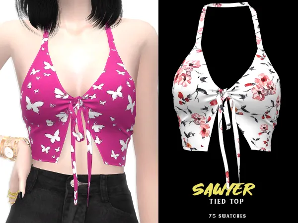 Alpha Sawyer Tied Top - The Sims 4 Custom Content