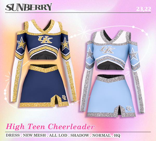 Alpha [SUNBERRY]High Teen Cheerleader dress 2322 by simsfinds - The Sims 4 Custom Content