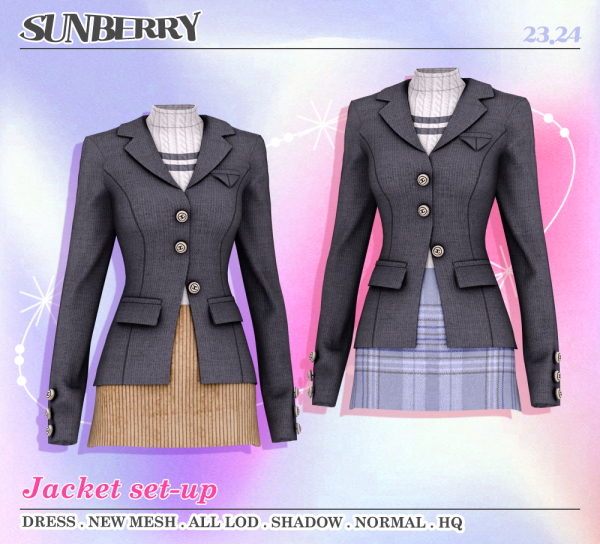 Alpha [SUNBERRY]Jacket set up 2324(Early access) by simsfinds - The Sims 4 Custom Content