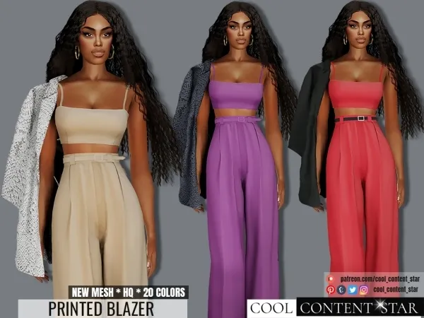 Alpha Printed Blazer (ACCESORY CATEGORY) cool_content_star by cool_content_star - The Sims 4 custom content