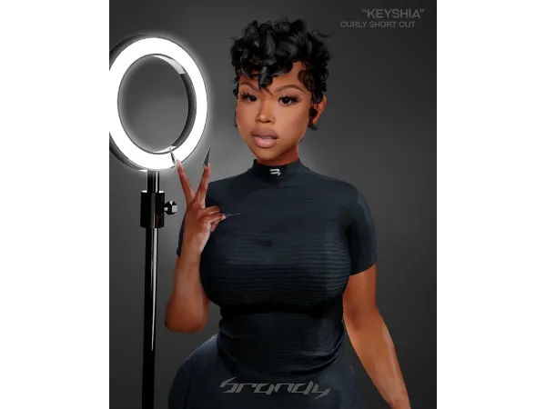 Alpha KEYSHIA Curly Short Cut - The Sims 4 Custom Content