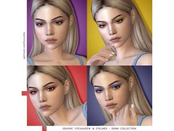 Mix Graphic Eyeshadow Eyeliner Denim Collection x Pride - The Sims 4 Custom Content