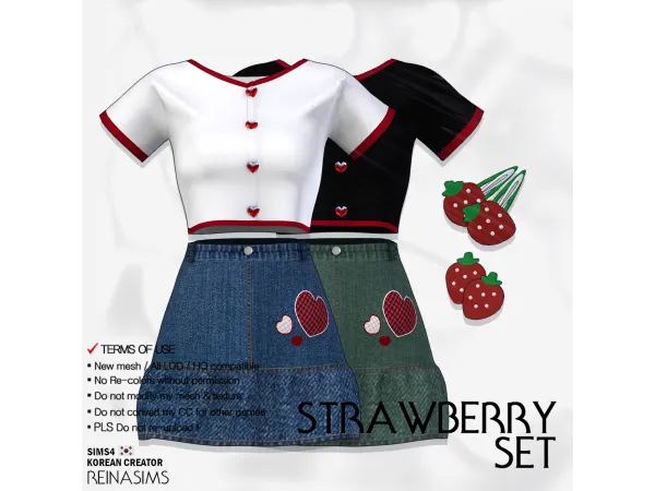 Alpha Reina_TS4_Strawberry_Set by Reina Sims4 - The Sims 4 Custom Content