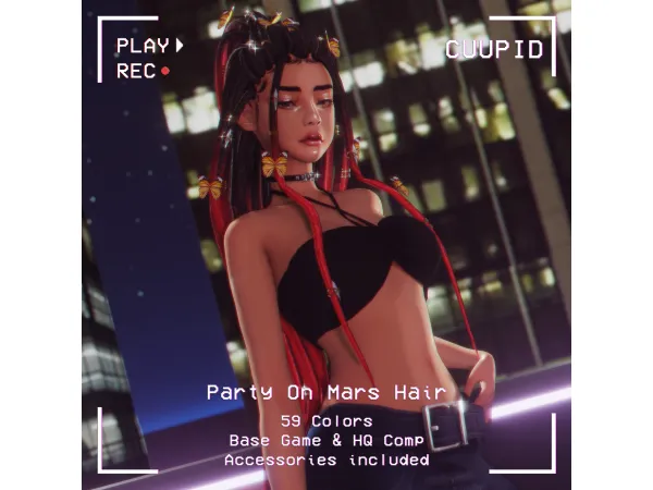 Alpha CUUPID Party On Mars Hair 800 CUUPID by 1 - The Sims 4 Custom Content