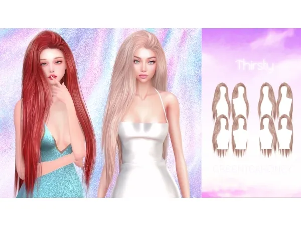 Alpha Thirsty Hairstyle by greenteahoney - The Sims 4 Custom Content