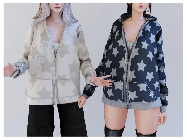 Alpha Oversize hoodie with tank top - The Sims 4 Custom Content