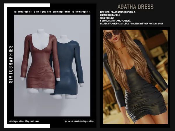 Alpha Agatha Dress - The Sims 4 Custom Content