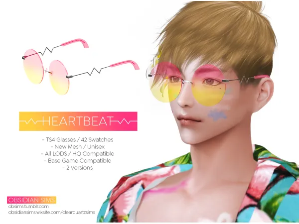 Alpha HEARTBEAT GLASSES New mesh by OBSIDIAN SIMS - The Sims 4 Custom Content