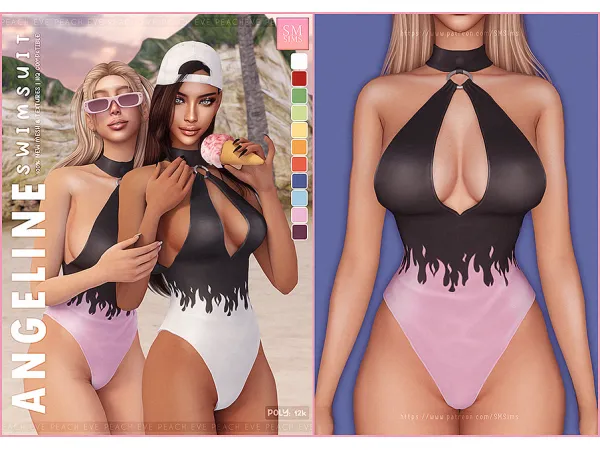 Alpha PEACH Angeline Swimsuit by SM Sims - The Sims 4 Custom Content