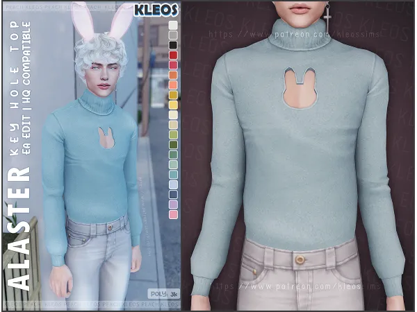 Mix Alaster Keyhole Top by Kleos Sims - The Sims 4 Custom Content