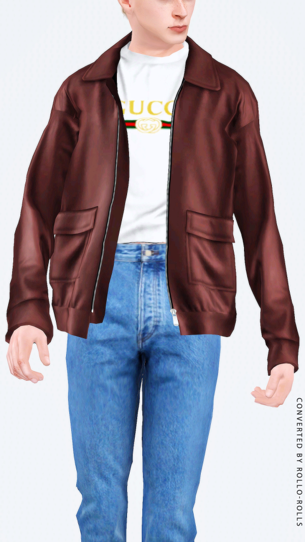 KK Oversized Leather Jacket 4t3 by simsfinds - The Sims 3 Custom Content