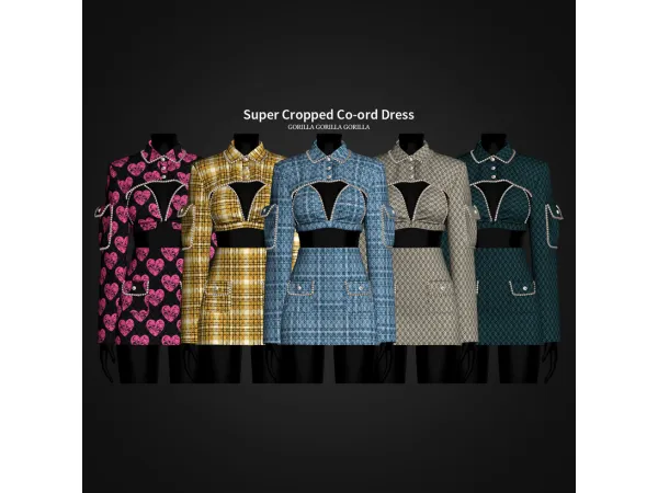 Alpha Super Cropped Co ord Dress by Gorilla Gorilla Gorilla - The Sims 4 Custom Content