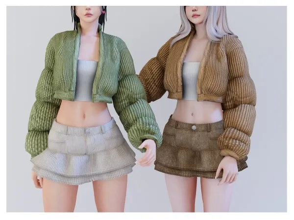 Alpha Puffer with top Cargo corderoy skirt Babyetears - The Sims 4 Custom Content