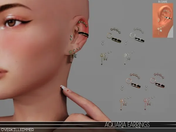 Alpha Aquaria earrings - The Sims 4 Custom Content