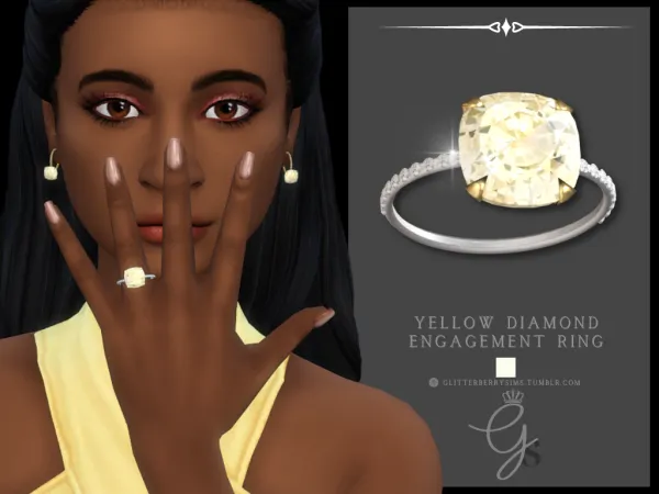 Mix Yellow Diamond Engagement Ring by Glitterberry Sims - The Sims 4 Custom Content