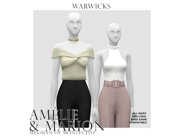 Maxis Match MEGHAN OF MONTECITO AMÉLIE MARION OUTFITS by WARWICK - The Sims 4 Custom Content