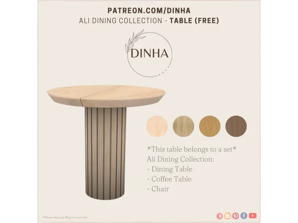 Mix Ali Dining Collection Table - The Sims 4 Custom Content