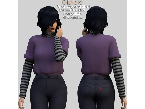 Maxis Match Dina Layered Shirt - The Sims 4 Custom Content