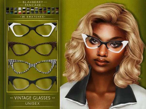 Alpha VINTAGE GLASSES UNISEX BLAHBERRY PANCAKE - The Sims 4 Custom Content