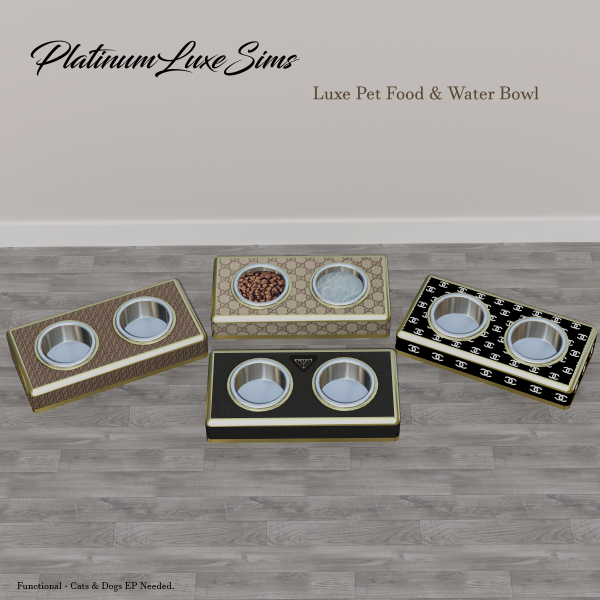 Alpha Luxe Pet Food Water Bowl by simsfinds - The Sims 4 Custom Content