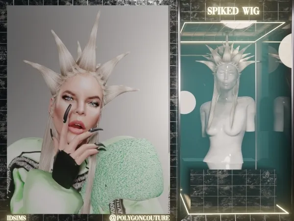 Alpha Spiked Wig by polygoncouture - The Sims 4 Custom Content