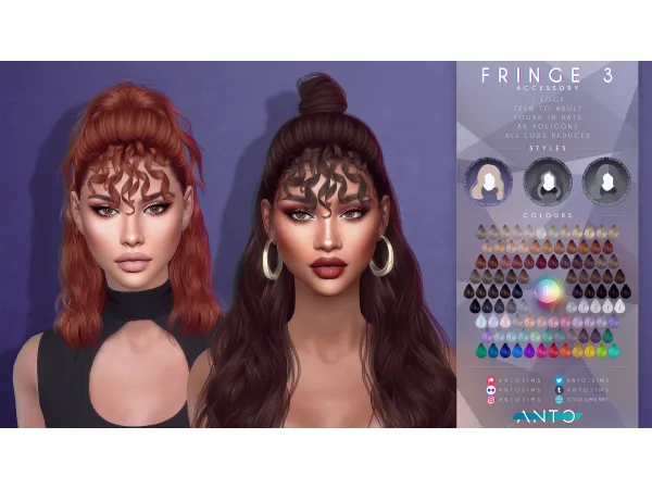 Alpha Fringe 3 (Requires The Chromatic Collection 1) by ΛΝΤΟ - The Sims 4 Custom Content